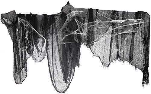296" x 55" Black Creepy Cloth + Fake Cotton Spider Web- Halloween Haunted House Party Decoration Sup | Amazon (US)
