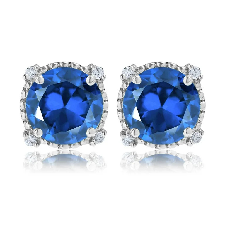 JeenMata 3.5 Carat Round Cut September Birthstone Stud Earrings - Halo Milgrain Earrings in 18K W... | Walmart (US)