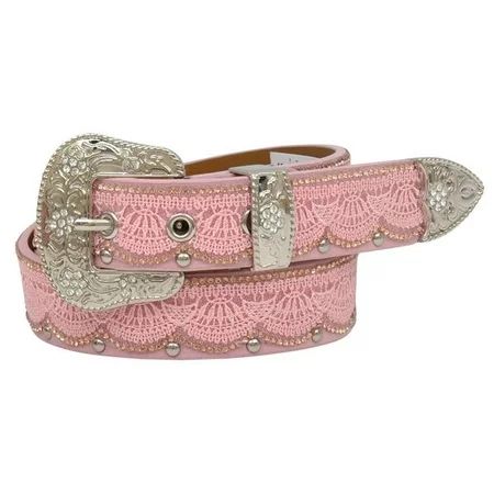 Angel Ranch DA5269-M 1.25 in. Leather with Pink Lace Belt - Medium | Walmart (US)