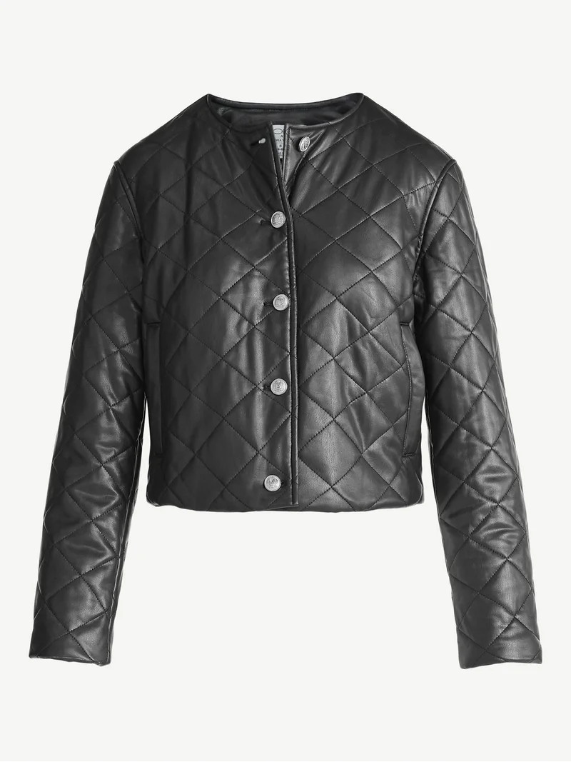 Sofia by Sofia Vergara Women's Faux Leather Quilted Jacket, Sizes XS-XXL | Walmart (US)