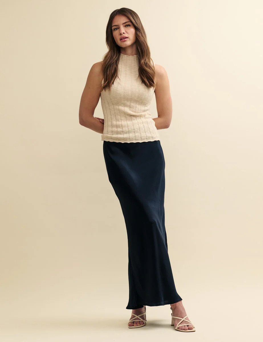 Black Mila Satin Slip Midaxi Skirt | Nobody's Child