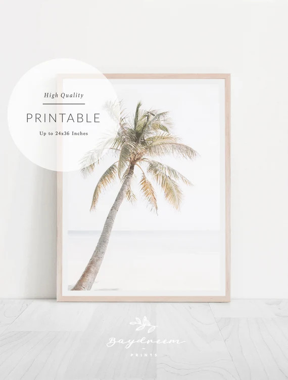 Palm Tree Print Tropical Beach Wall Art Palm Tree Printable | Etsy | Etsy (US)