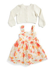 Toddler Girls Pleated Floral Dress With Cardigan | Toddler Girl Dresses | Marshalls | Marshalls