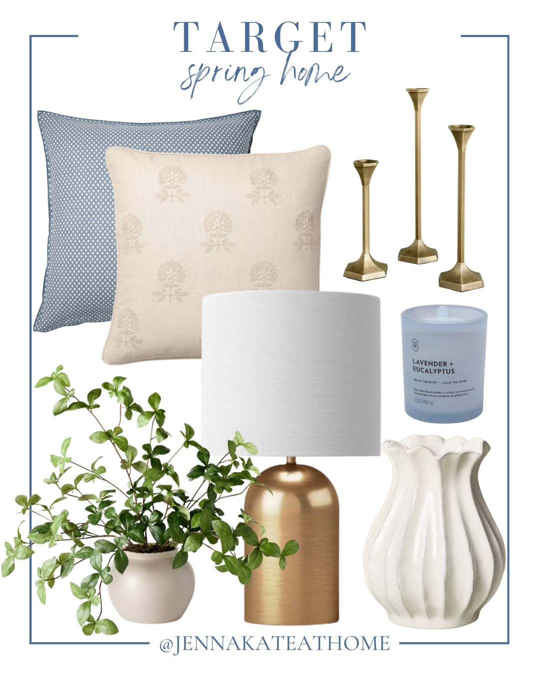 Target spring home includes throw pillows, table lamp, vase, faux greenery, candle, and candlestick holders. 

Home decor, spring decor, looks for less, home accentss

#LTKSeasonal #LTKvlog #LTKHome
