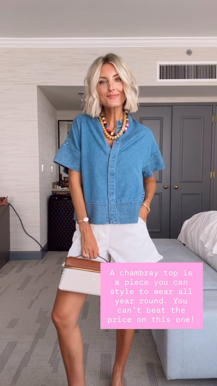 A closet piece you’ll never have to stress about going out of style - a chambray shirt. I have several I rotate between and this one is so good, and the wash is such a pretty blue. Wearing XS/6

Loverly grey, Amazon fashion finds, prime deals, white denim shorts how to style, everyday easy summer outfit ideas, denim top

#LTKSeasonal #LTKSaleAlert