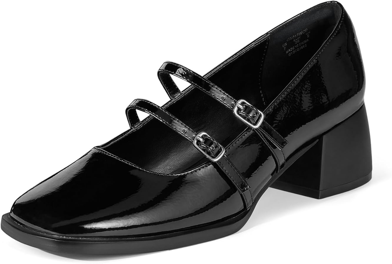Mary Jane Shoes Women Chunky Block Low Heel Dress Shoes, Closed Toe Mary Jane Pumps, Square Toe M... | Amazon (US)