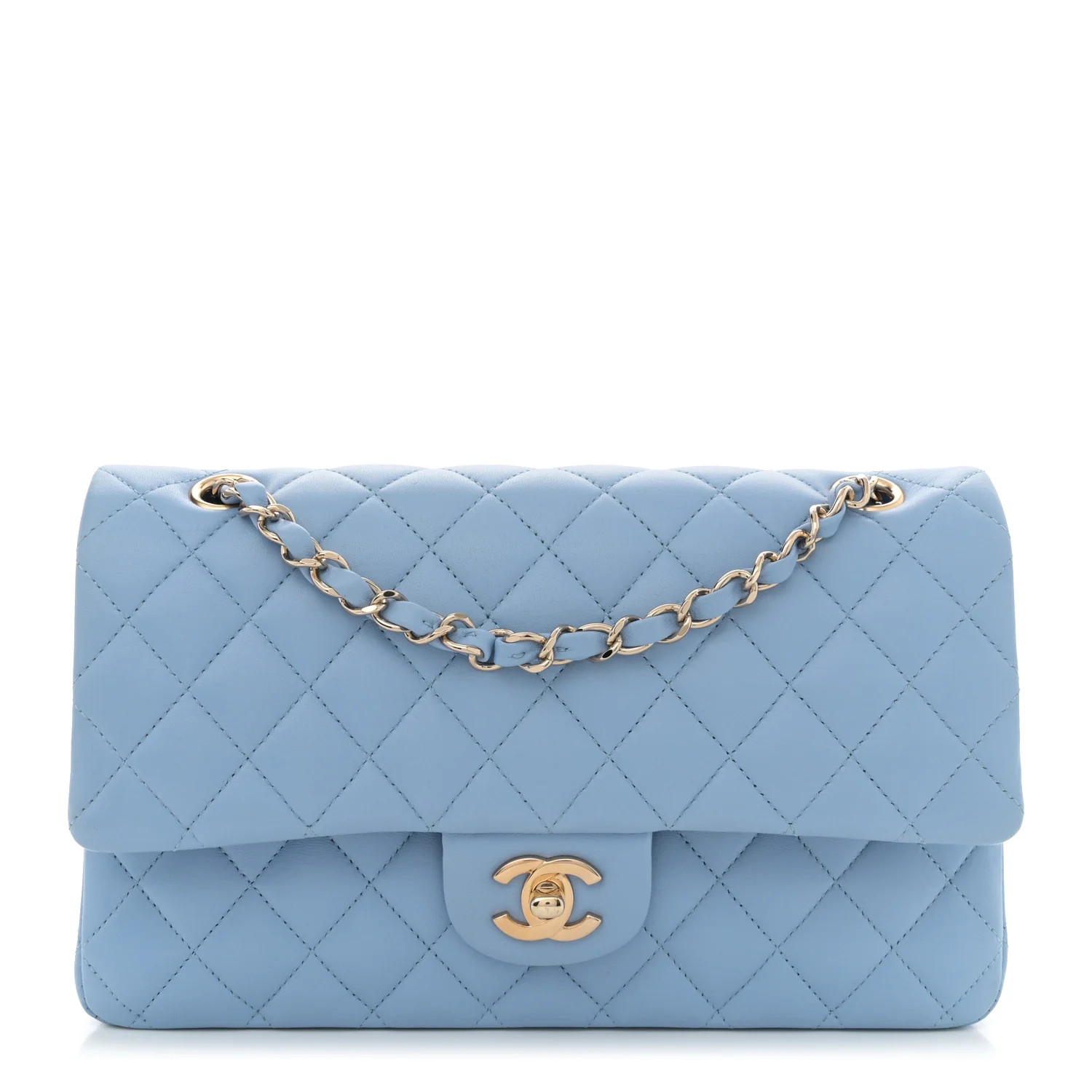Chanel: All/Bags/CHANEL Lambskin Quilted Medium Double Flap  Light Blue | FASHIONPHILE (US)