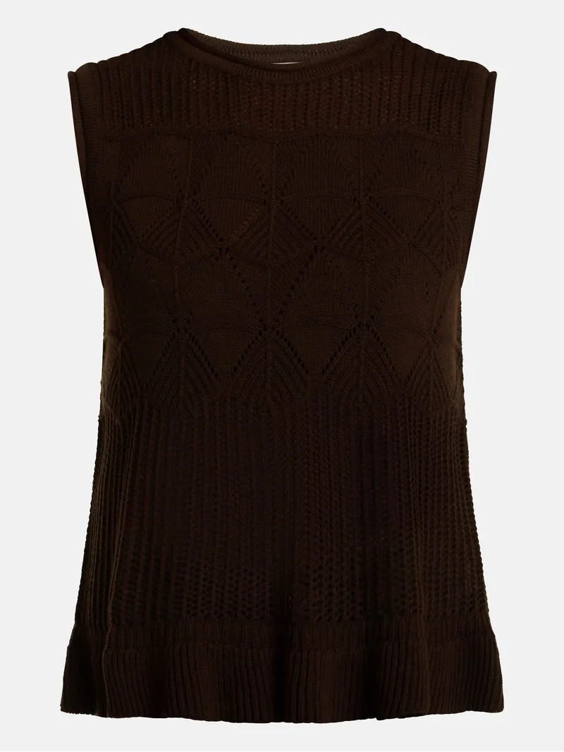 Scenario Women's Texture Peplum Tank Sweater, Lightweight, Sizes XS-XXXL | Walmart (US)
