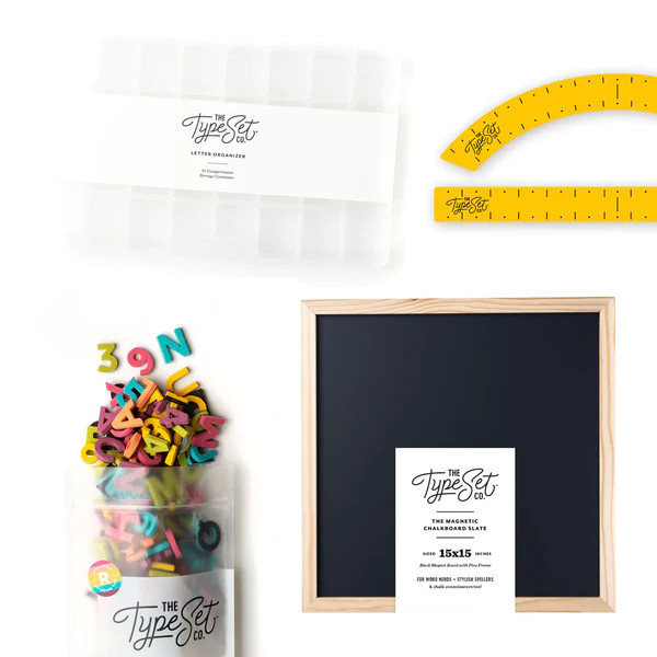 Magnetic Letter Board Bundle: : 15x15 Black Board + Rainbow Pop Letters | The Type Set Co.