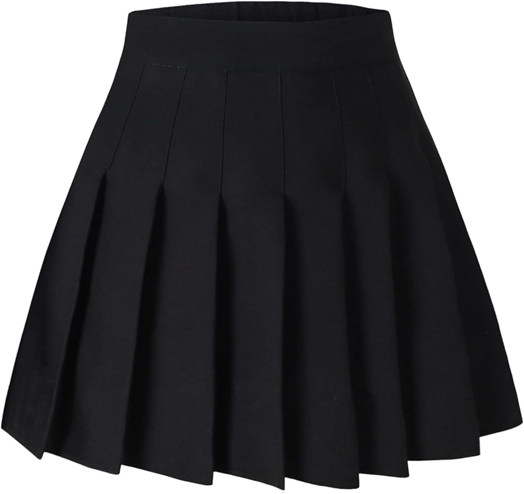 SANGTREE Women's Pleated Mini Skirt with Comfy Casual Stretchy Band Skater Skirt, US XS - US 4XL | Amazon (US)