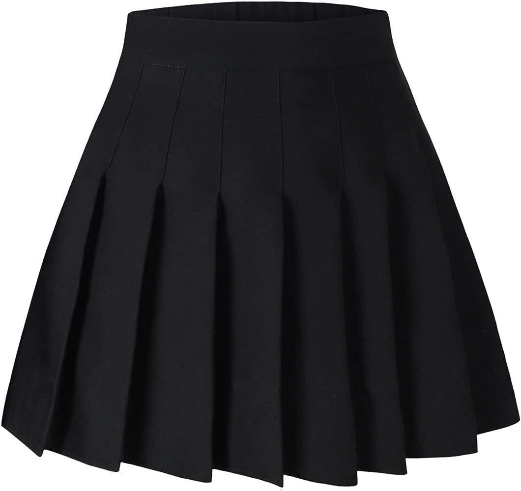 SANGTREE Women's Pleated Mini Skirt with Comfy Casual Stretchy Band Skater Skirt, US XS - US 4XL | Amazon (US)