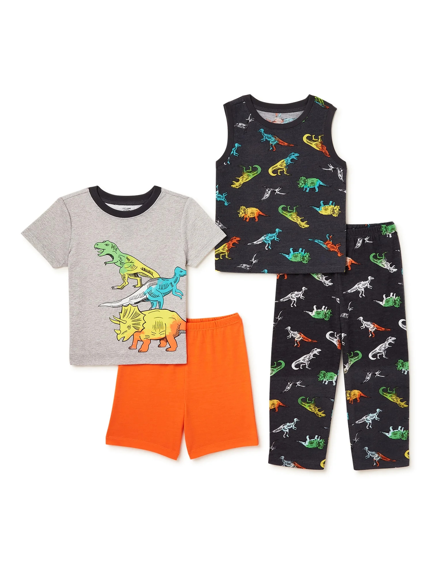 Cozy Jams Baby & Toddler Boys T-Shirt, Tank Top, Shorts and Pants, 4-Piece Sleep Set, Sizes 12M-5... | Walmart (US)