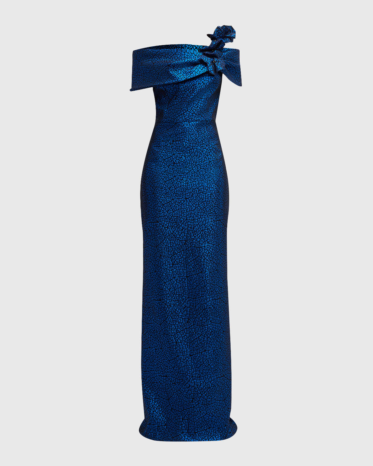 One-Shoulder Metallic Jacquard Column Gown | Neiman Marcus