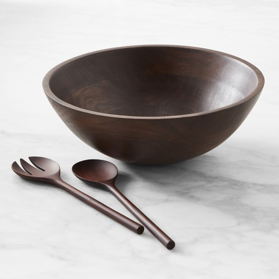 Dark Wood Salad Bowl & Servers | Williams-Sonoma