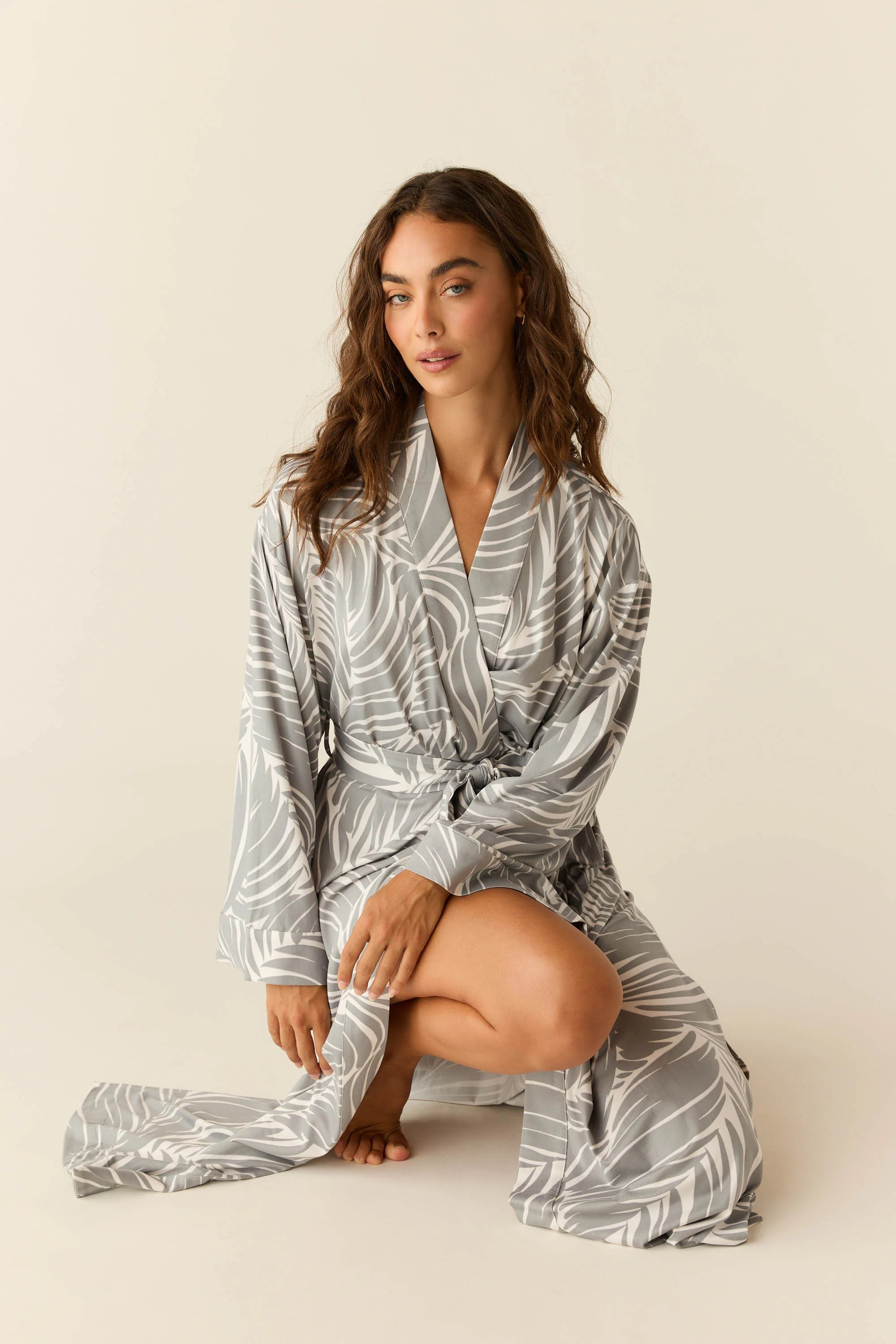 Kaia Cloud Jersey Kimono Robe in Whisper | MASONgrey