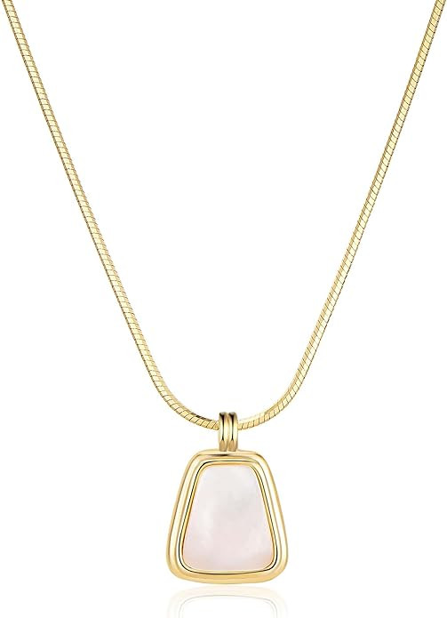 Gold Pendant Necklace - Pearl Choker Necklaces - Dainty Gold Plated Necklace Jewelry Gifts for Wo... | Amazon (US)