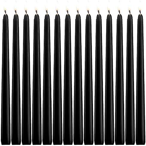 YUCH Black Taper Candles - Set of 14 Dripless Candles - 12 inch Tall, 3/4 inch Thick - 10 Hour Cl... | Amazon (US)