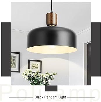 Modern Black Pendant Light Over Kitchen Island,Industrial Pendant Lighting,Adjustable Wood Hangin... | Amazon (US)