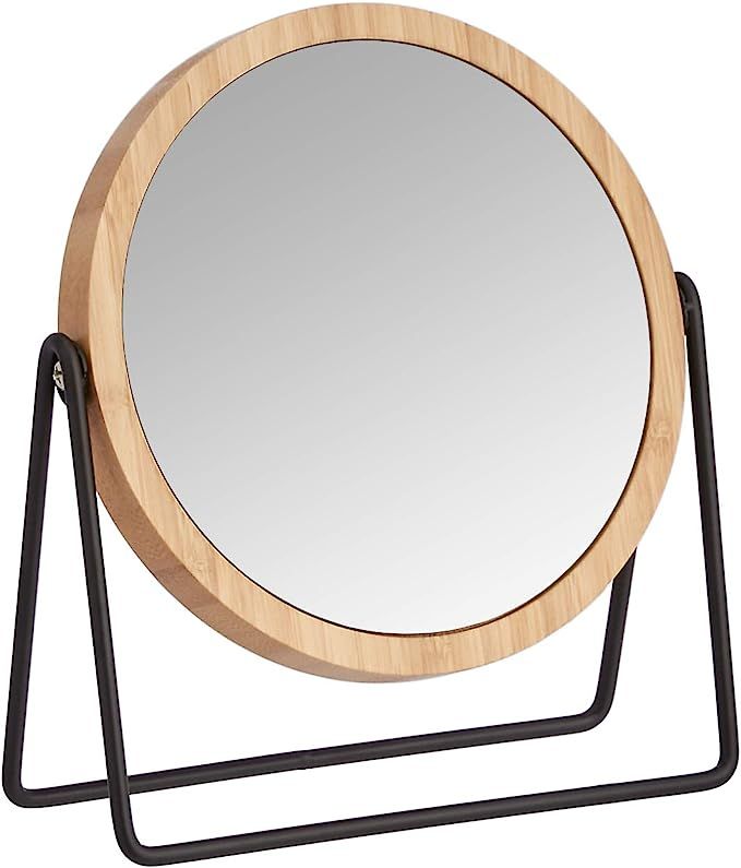Amazon Basics Vanity Mirror with Bamboo Rim - 1X/5X Magnification | Amazon (US)