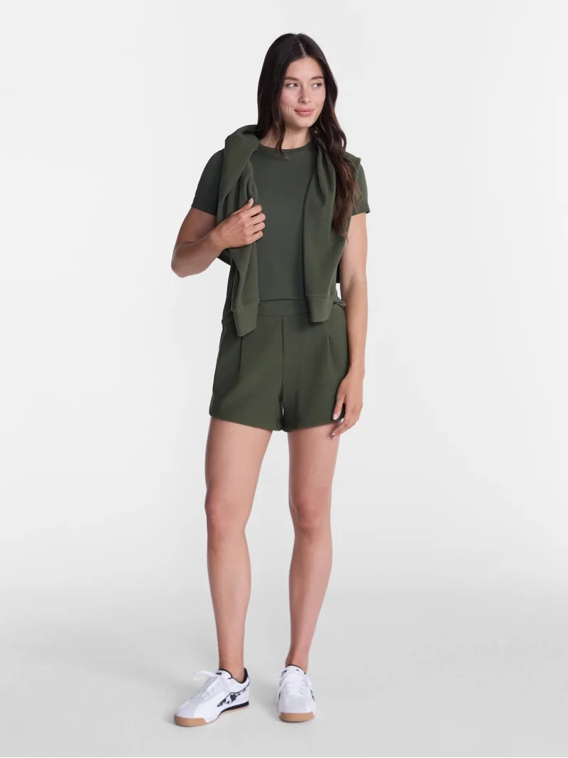 Avia Women's and Women's Plus Ribbed Ottoman Lounge Shorts, 4.25'' Inseam, Sizes XS-4X | Walmart (US)