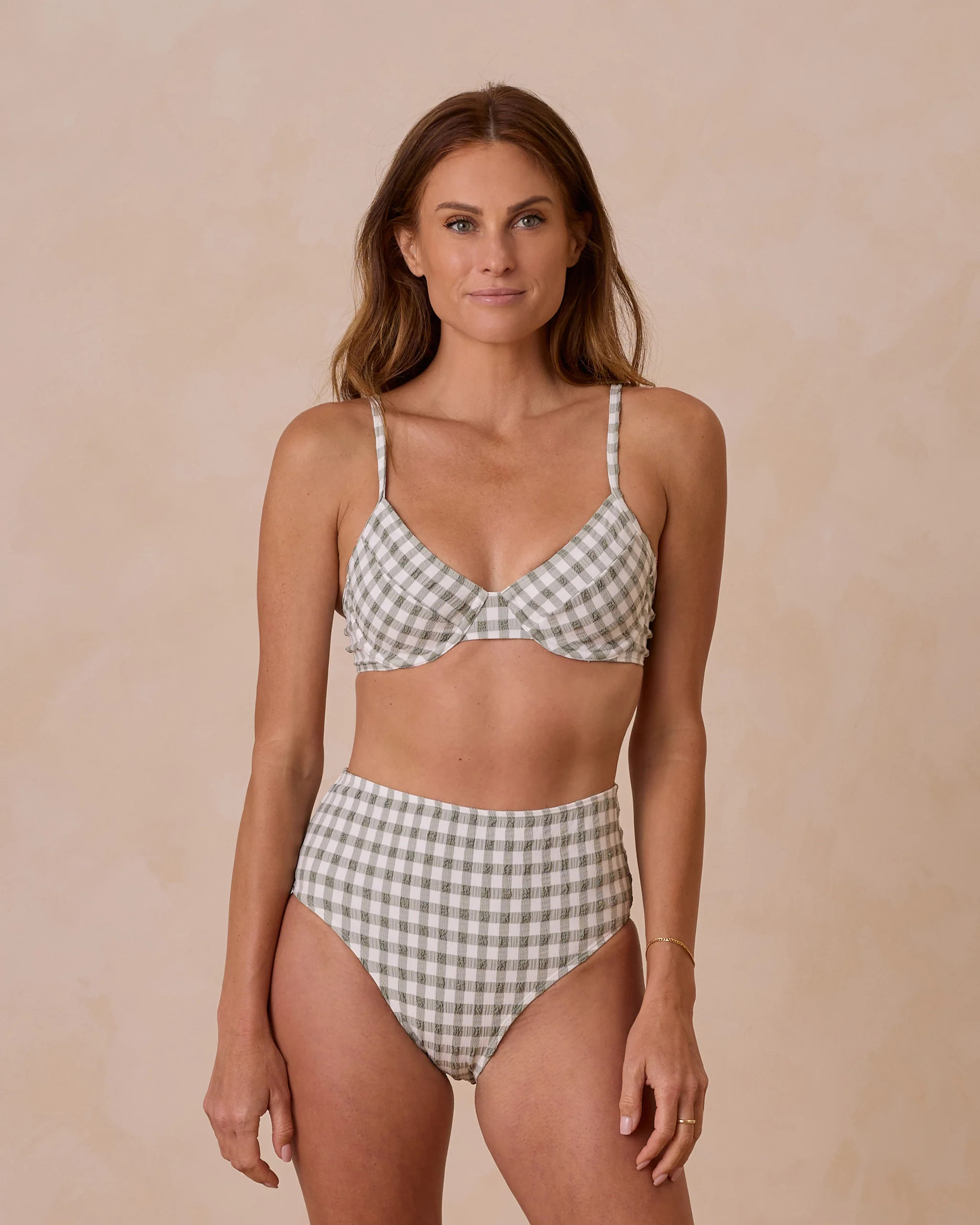 Retro Bikini Top | Eucalyptus Check | Rylee + Cru