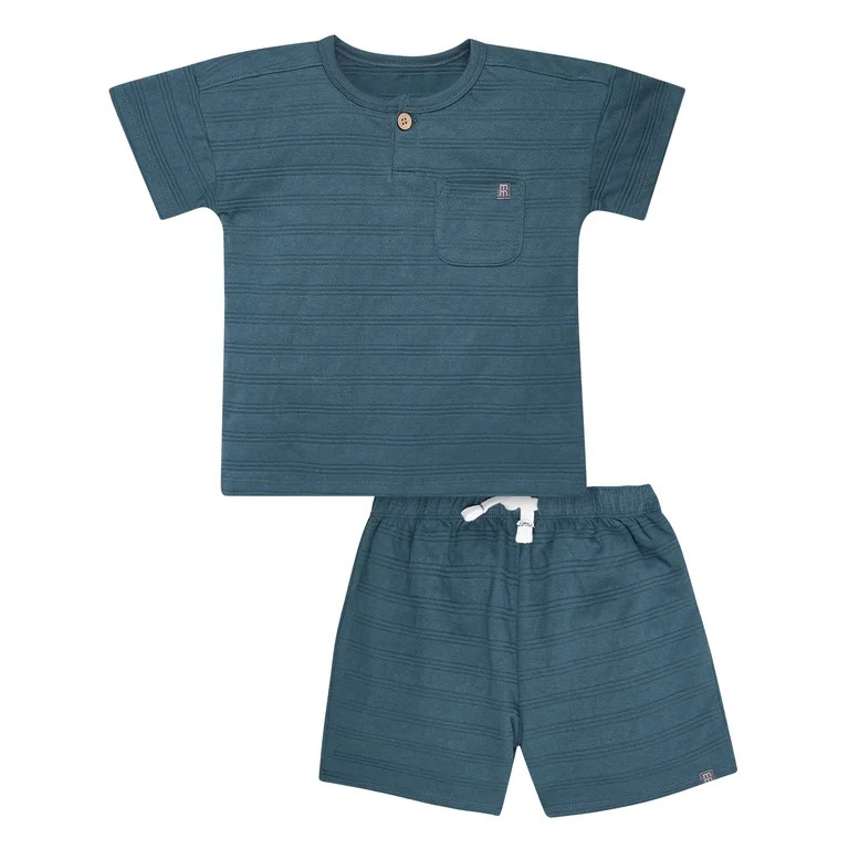 Modern Moments by Gerber Toddler Boy Oversized Textured Shirt and Short Outfit Set, 2-Piece, 12 M... | Walmart (US)