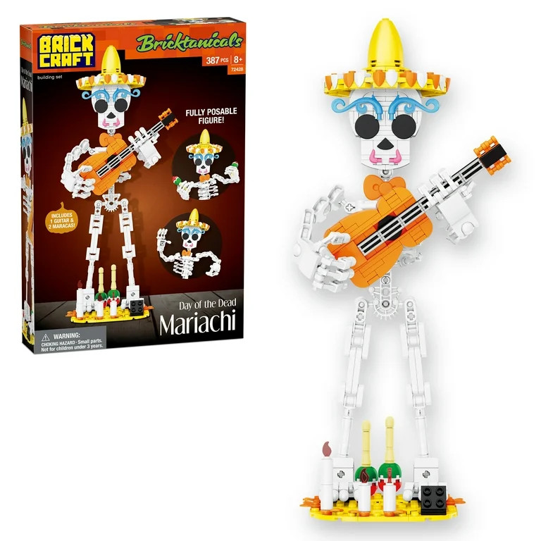 Brickcraft Harvest Skelton Building Kit (387-Piece Set), Bricktanicals Posable Skeleton with Guit... | Walmart (US)
