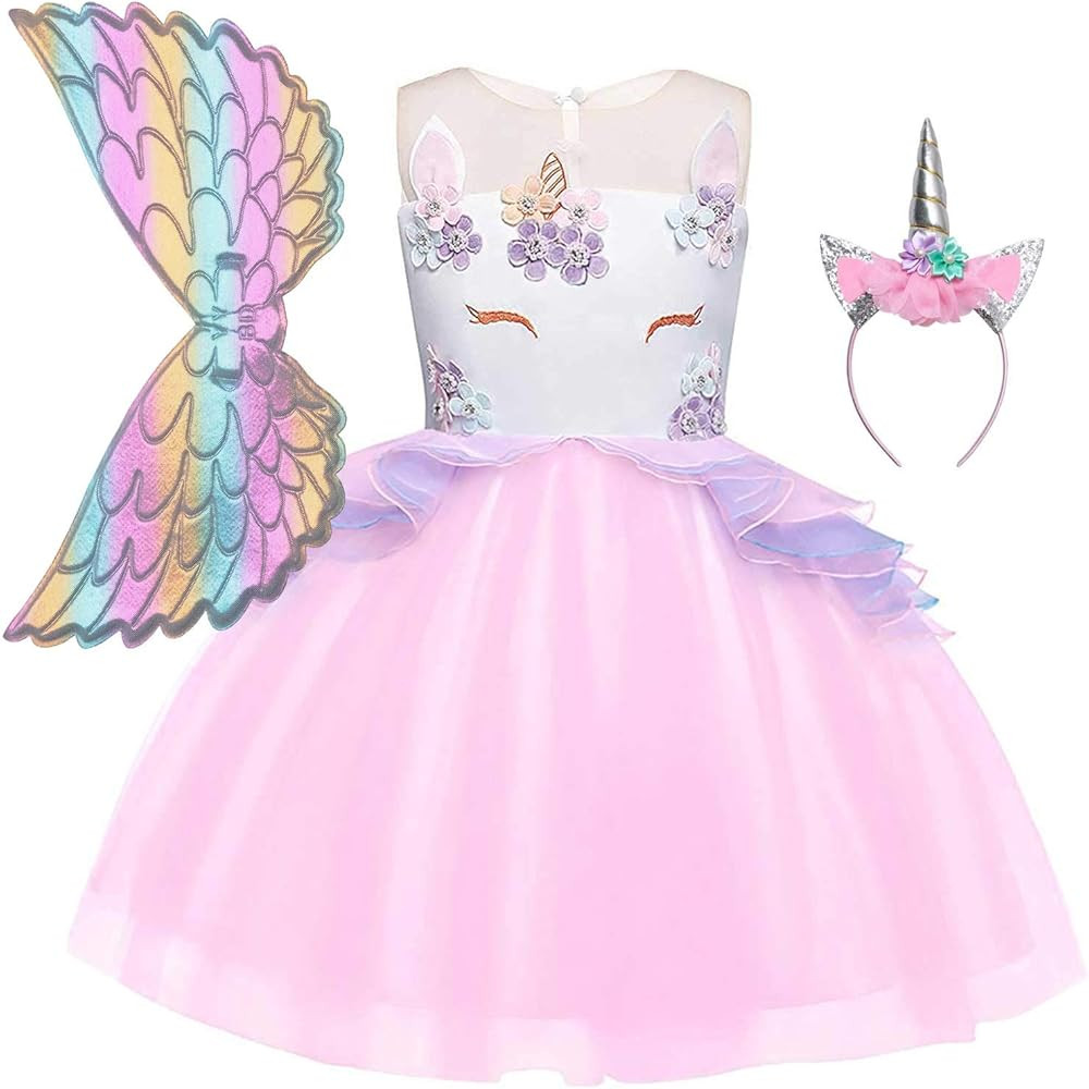 Jxstar Girls Unicorn Costume Flower Pageant Princess Dresses & 2PCS Accessories | Amazon (US)