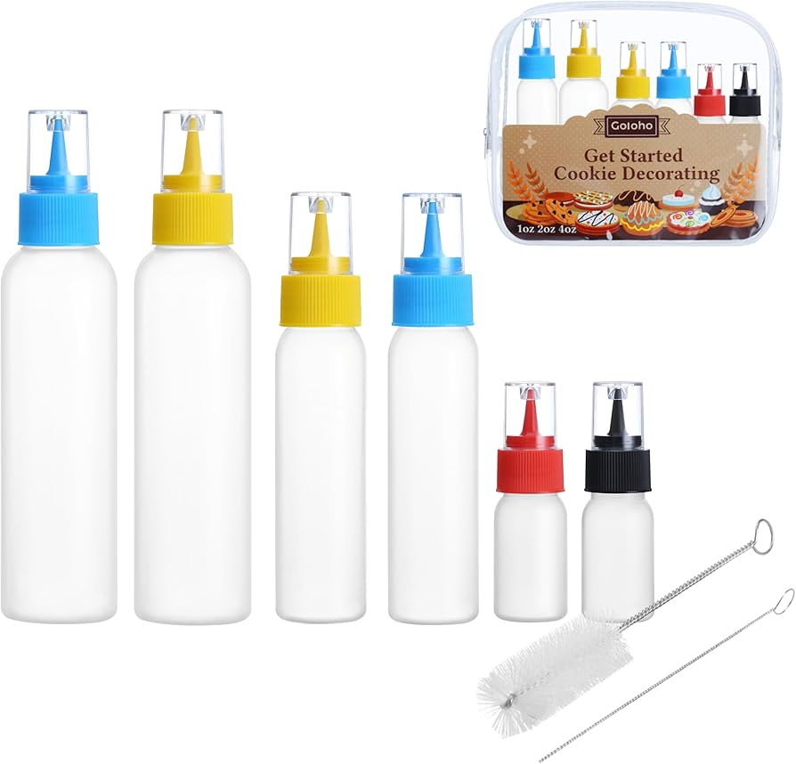 GOLOHO Cookie Icing Bottles, 6 Squeeze Applicator Bottles, 2 each (1, 2 and 4 ounces), Royal Icin... | Amazon (US)