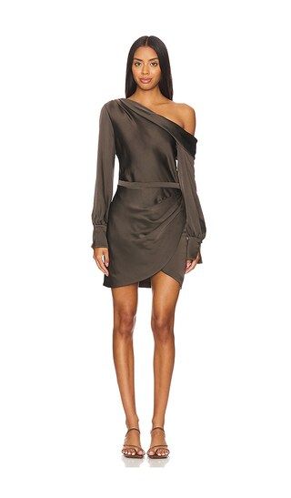 Cameron One Shoulder Mini Dress in Chocolate | Revolve Clothing (Global)