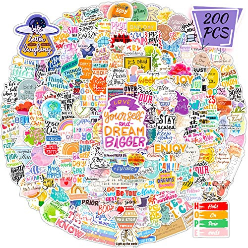 200PCS Motivational Stickers for Adults, Inspirational Water Bottle Stickers for Kids Teachers, Positives Scrapbook Stickers for Journaling Vision Board Waterproof Vinyl Stickers for Helmet Guitar | Amazon (US)