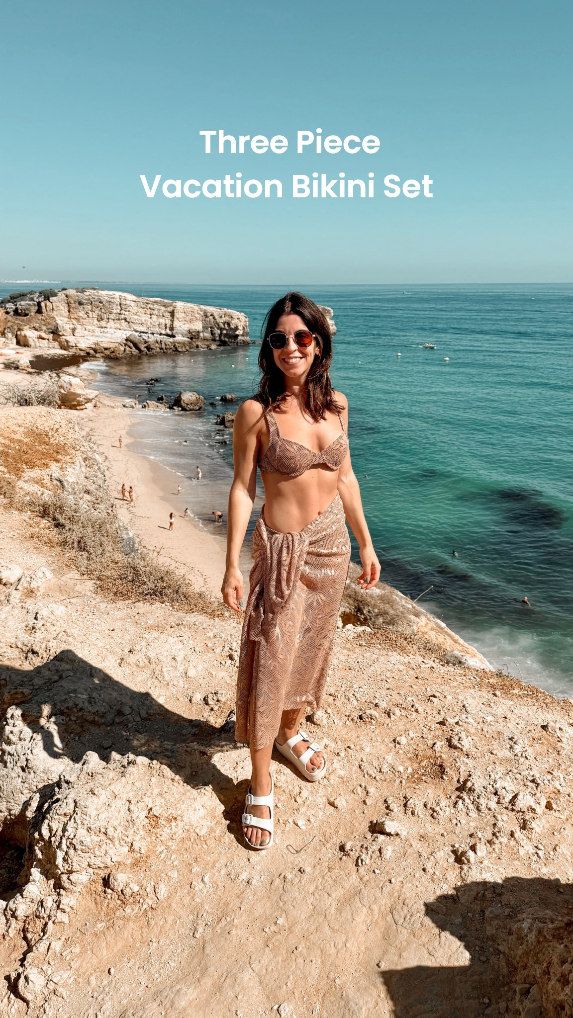 Three piece vacation bikini set with coverup 👙 Feels and looks so high quality! Comfy slides, easy to clean and perfect for the pool or beach. 

#LTKTravel #LTKHoliday #LTKSeasonal