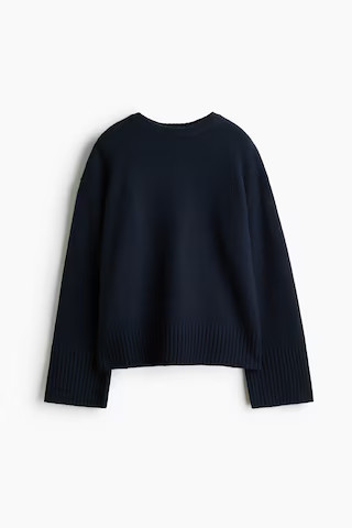H & M - Cashmere-blend jumper - Navy Blue | H&M (UK, MY, IN, SG, PH, TW, HK)