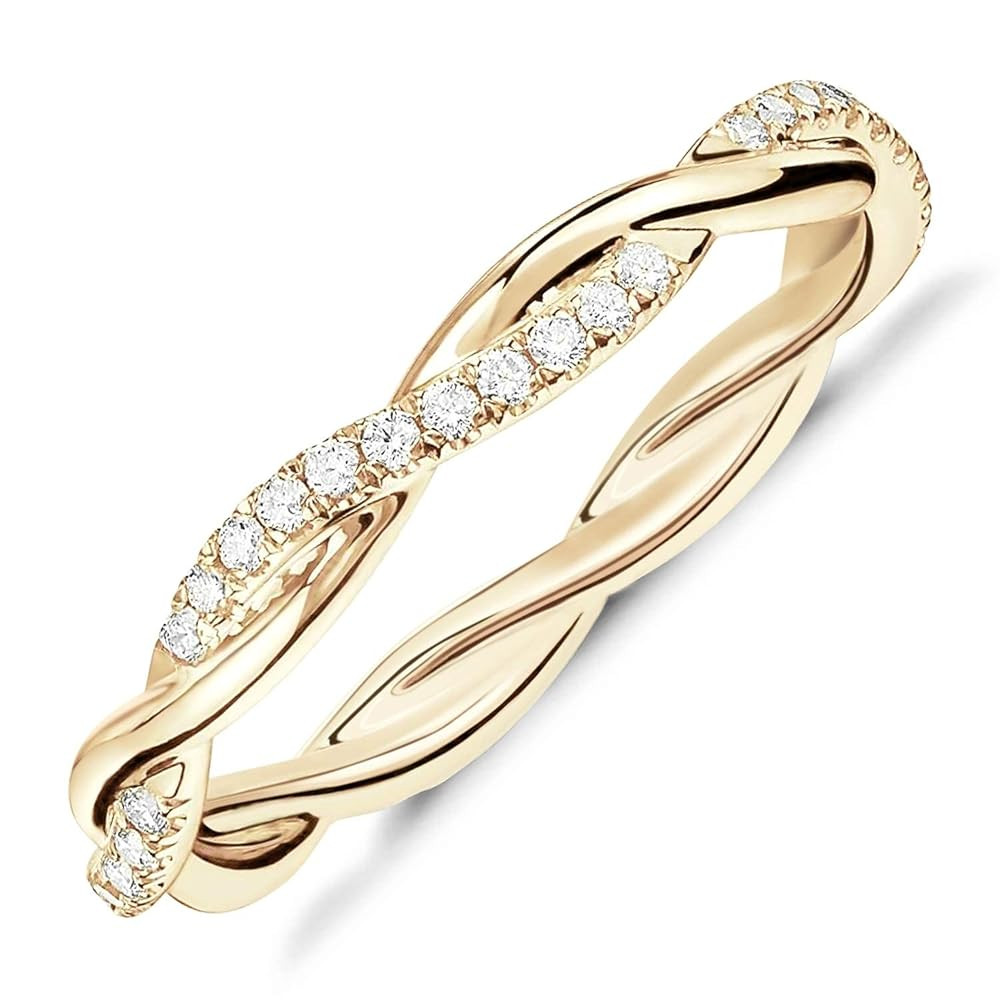 PAVOI 14K Gold Plated Cubic Zirconia Twisted Rope Eternity Band for Women | Amazon (US)