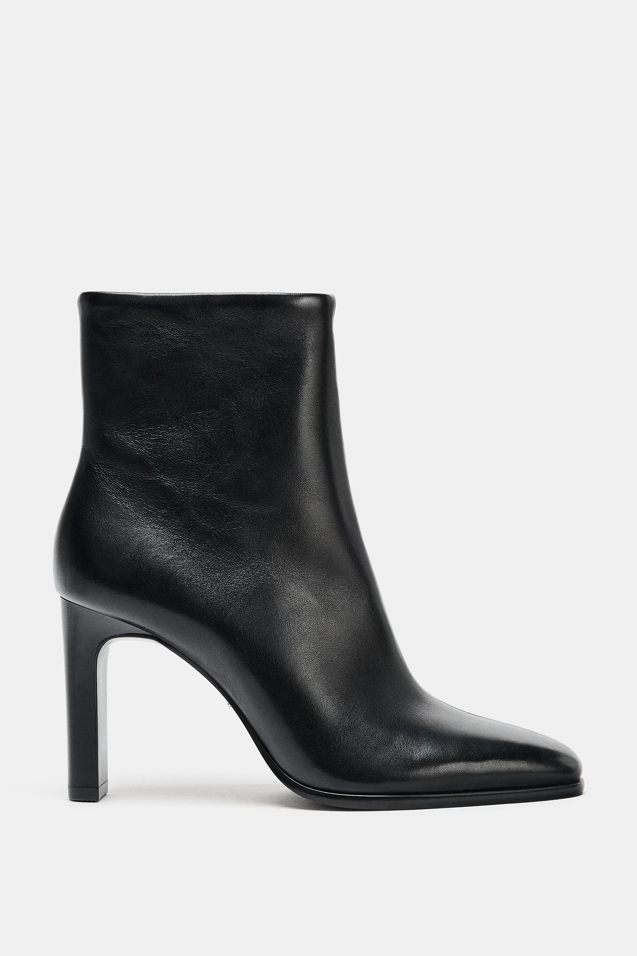 LEATHER HEELED ANKLE BOOTS | Zara US