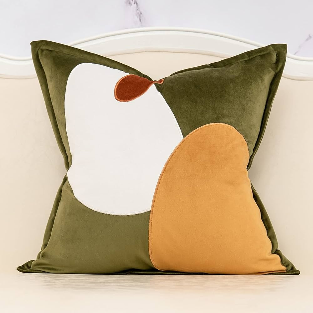 Yangest Green Decorative Velvet Throw Pillow Cover with Cloth Texture Patchwork Cushion Case Mode... | Amazon (US)