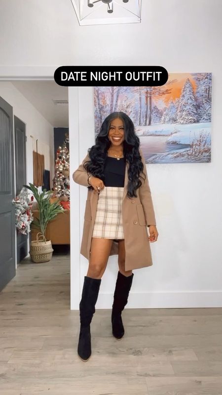 Sweater(gifted): Wearing a small, sweater knit & has some stretch. •Skirt: Wearing a small, comfortable material, has a zipper in the back & fits like a mini skirt. •Coat: Wearing an xs•Boots fit tts.

#LTKSeasonal #LTKstyletip #LTKHoliday