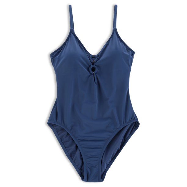 Time and Tru Women's Double Ring One Piece Swimsuit - Walmart.com | Walmart (US)