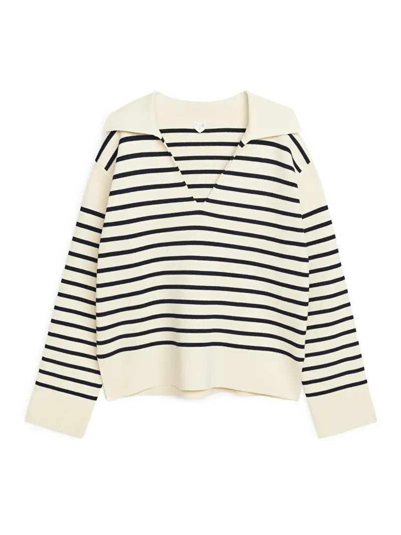 Striped Cotton Jumper - Off White/Black - ARKET WW | ARKET (US&UK)