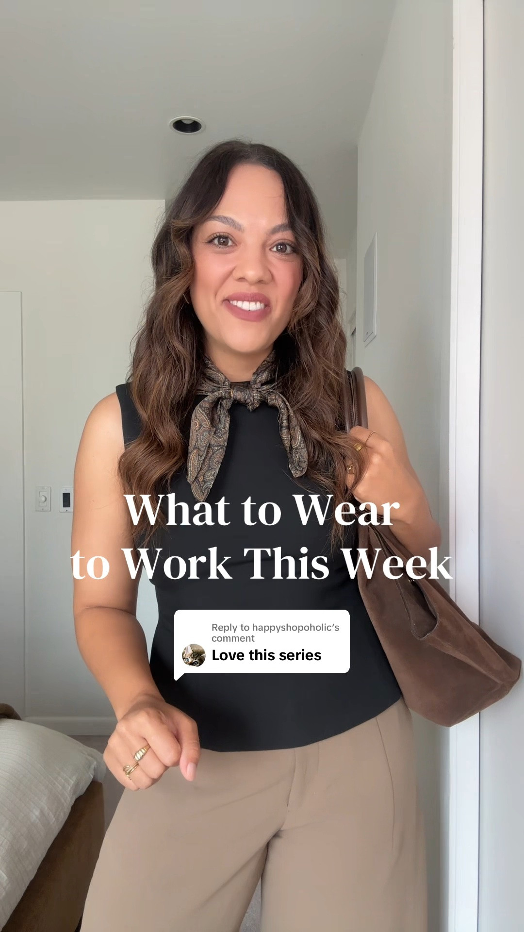 Here is what you can wear to work this week!

Monday:
-Aritzia taupe barrel trousers, I have a size 10 (helix pants, linked in a different colour). 
-Aritzia black sleeveless peplum top, I have a size 10 (enigma top). 
-Aritzia brown paisley silk scarf. 
-Zara cow print pointed flats. 
-Demellier London brown suede bag. 

Tuesday:
-Aritzia black pleated midi skirt, I have a medium. 
-H&M grey oversized T-shirt, I have a medium. 
-Quince black and silver studded belt. I have a medium. 
-Zebra print pointed shoes. 
-Coach Brooklyn bag in green. 

Wednesday:
-Aritzia black linen wide leg pants, I have a size large (lodge pants).
-Reformation white tank top, I have a size medium.
-Zara taupe blazer, similar linked.
-Steve Madden black pointed and buckled flats.
-Demellier London burgundy tote bag.

Thursday:
-Reformation copper cashmere cardigan, I have a size large.
-Aritzia brown and white polkadot dress, I have a size 8. Similar dresses linked.
-Gold sling-back kitten heels, similar linked.

Friday:
-Aritzia black silky top, I have a size medium. 
-Citizens of Humanity medium wash, baggy jeans, I have a size 29.
-Black pointed kitten heels, similar linked.

@Aritzia @Quince @Reformation @Zara @Steve Madden CA

#LTKworkwear #LTKstyletip #LTKfall