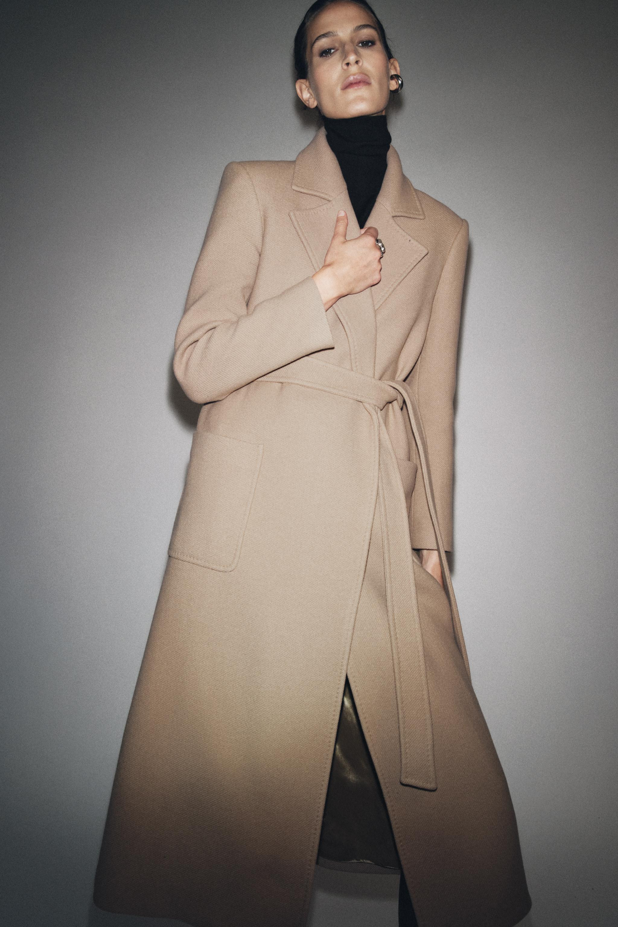 ZW COLLECTION WOOL BLEND BELTED COAT | Zara US