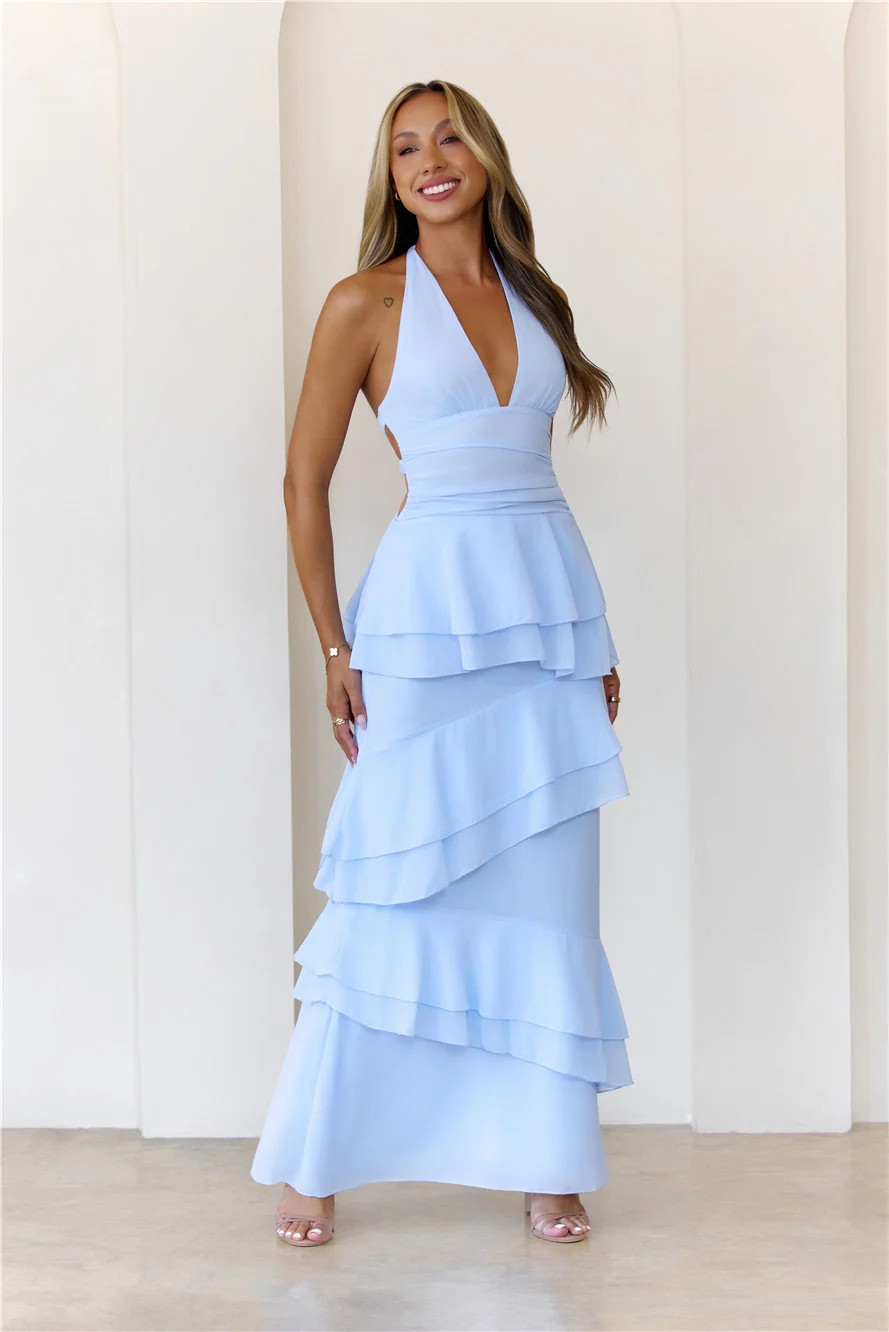 Power Glow Halter Maxi Dress Blue | Hello Molly (US)