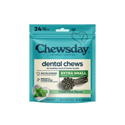 Chewsday Mint Flavor Dental and Hard Chew with Enzyme Dog Treats - 6.38oz/24ct | Target