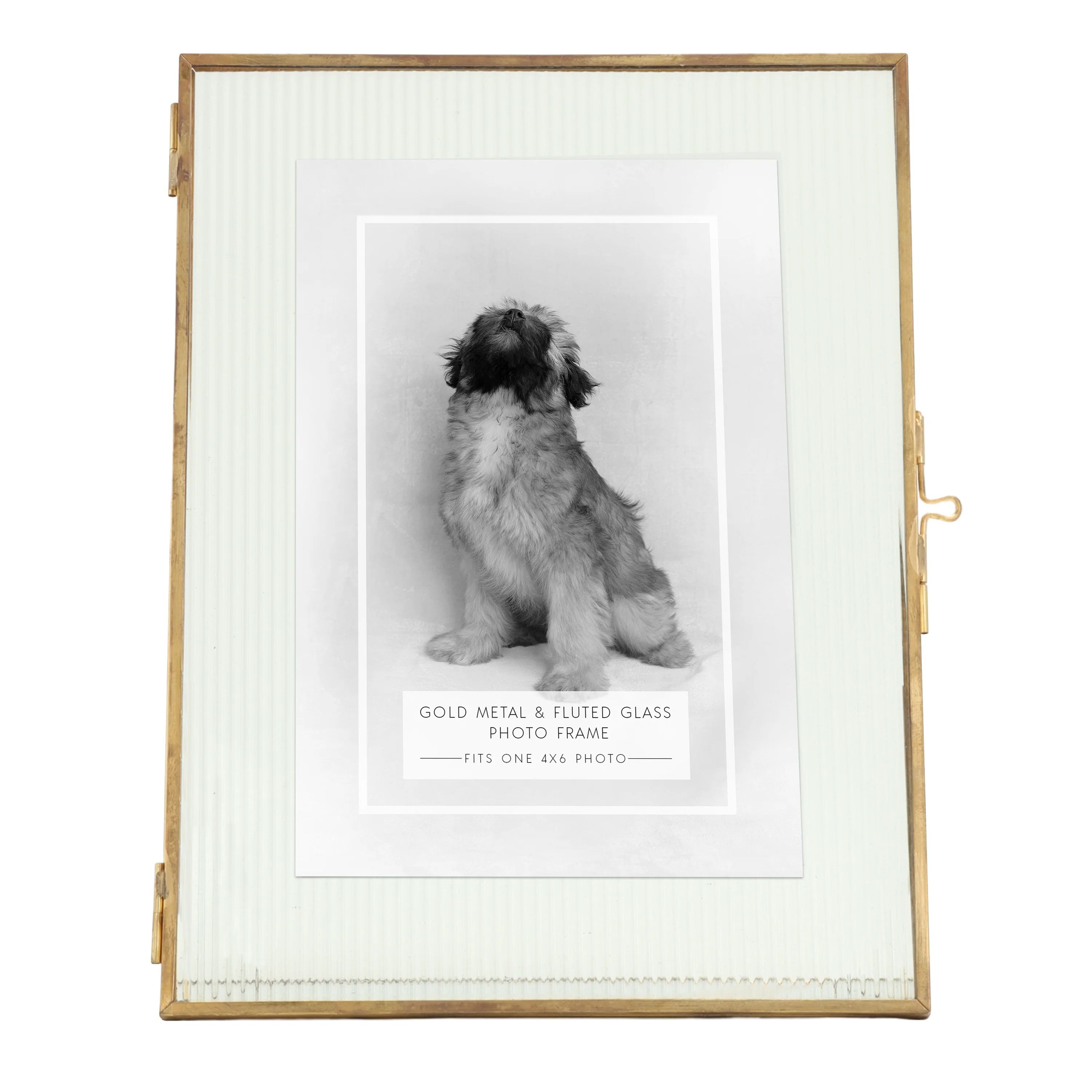 Brass Trimmed Fluted Glass Tabletop Picture Frame Fits up to a 5"x7" Photo | Walmart (US)