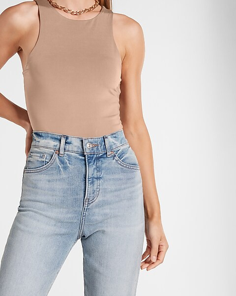 Body Contour Double Layer High Neck Thong Bodysuit | Express