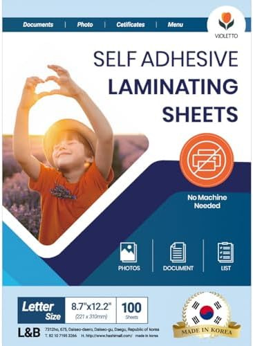 VIOLETTO Self Stick Laminating Sheets 8.5 x 11 Inches, 4mil, Pack of 100 | Letter size sheets wit... | Amazon (US)
