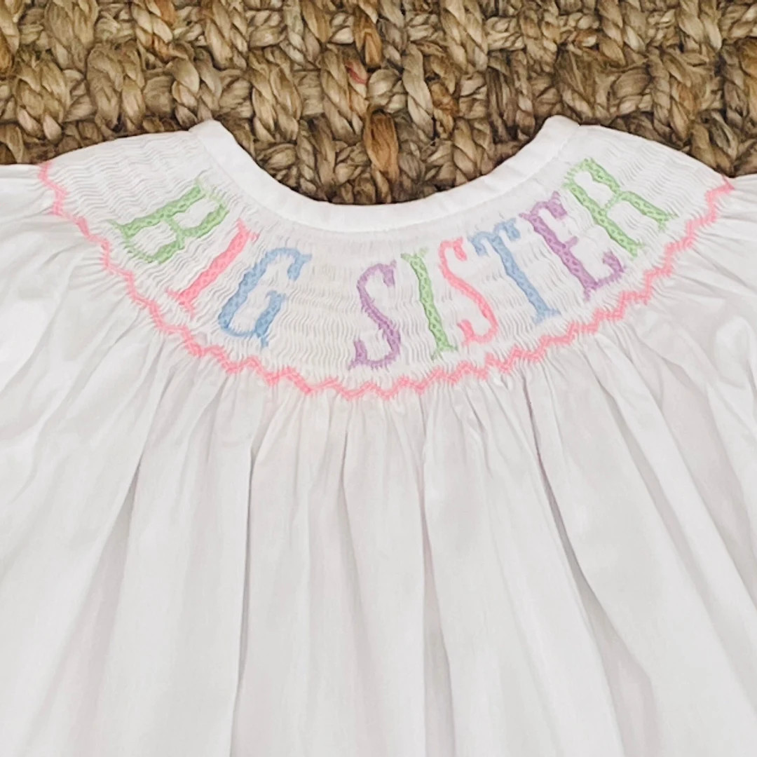 Big Sister Smocked Dress in Pastel Colors Gender Neutral, Bishop Style, Gender Reveal Party, Coor... | Etsy (US)