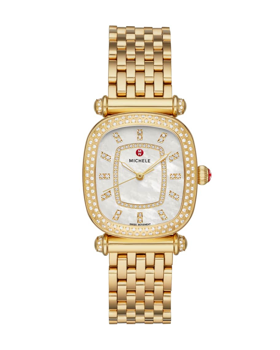 MICHELE Caber Isle 18k Gold Diamond Watch | Neiman Marcus