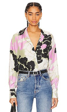 Essentiel Antwerp Firror Silk Shirt in Pistachio Nut from Revolve.com | Revolve Clothing (Global)
