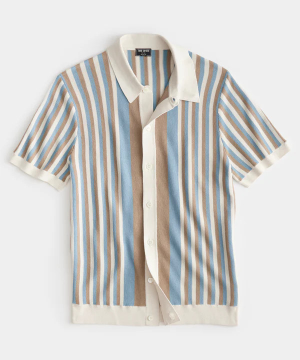 Retro Stripe Full-Placket Polo | Todd Snyder